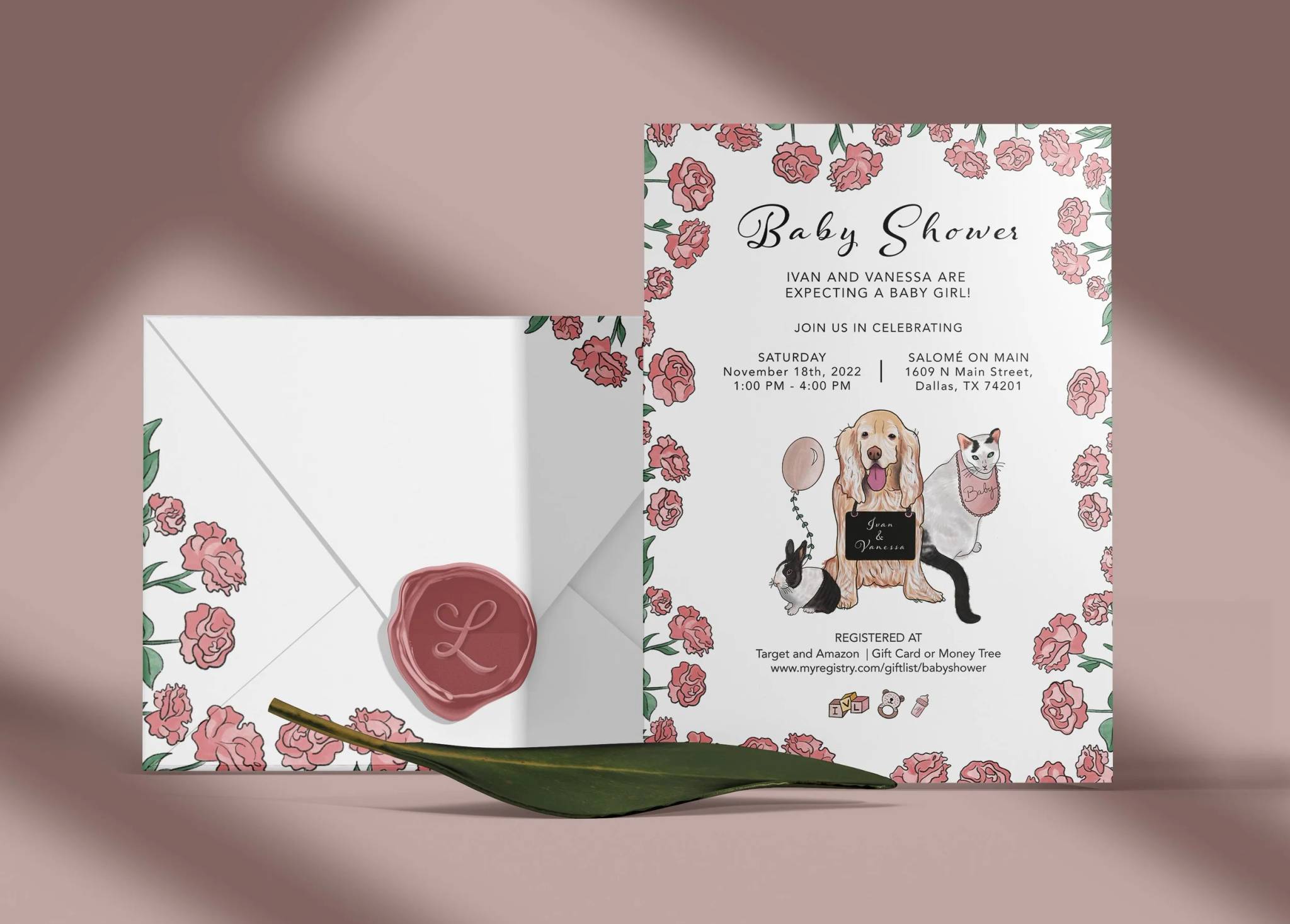 Illustrated portraits & invitations — mockup 5
